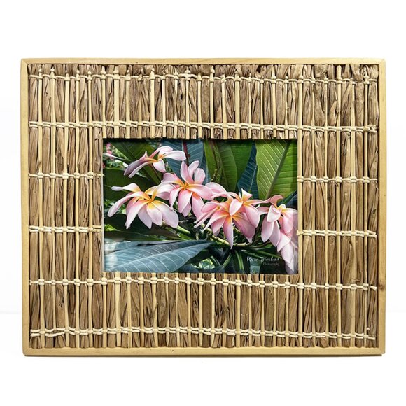 Fine Art Original PINK PLUMERIA Photo Bamboo Frame Signed COA - Picture 2 of 5